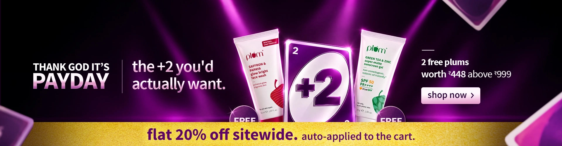 Plum Goodness payday banner from the home page